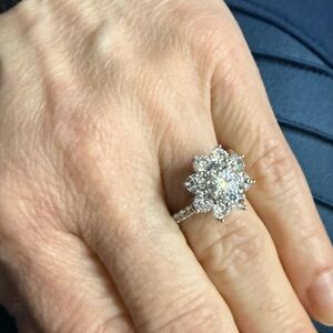 Moissanite and cz sunflower ring size 7